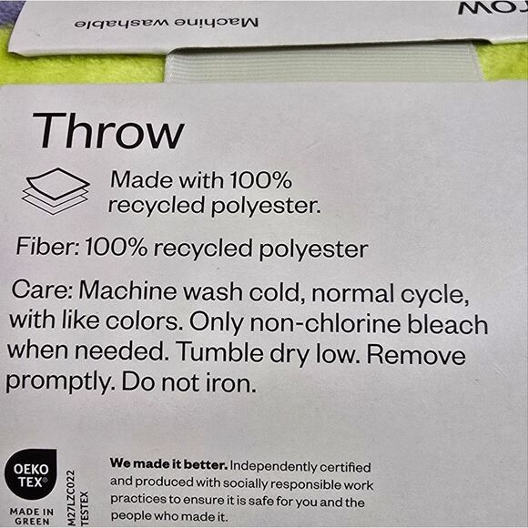 Smiley Chartreuse Throw Pillow & Blanket Set Flutter Plush Room Essentials Emoji - Picture 4 of 12